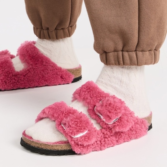 Birkenstock Pink Plush Big Buckle 38/7  with Adjustable Straps - Picture 4 of 9